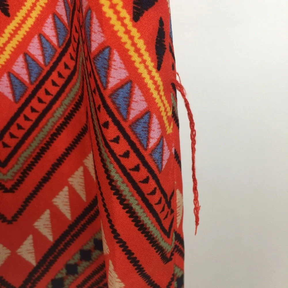 Women’s Colorful Multi Print Tunic/Top Dress Boho Orange Chevron Ladies Size XXL